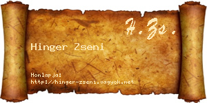 Hinger Zseni névjegykártya